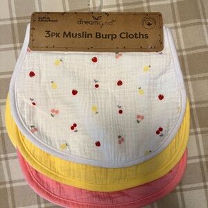 Kids Muslin Burp Cloths - White, Yellow, Pink